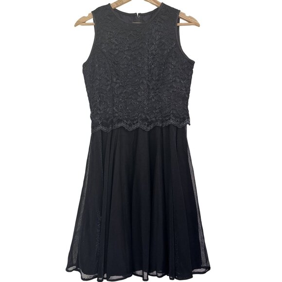 Vintage Jessica McClintock Girls Black Lace Chiffon Party Dress Size 12 Pre Teen - Picture 1 of 8